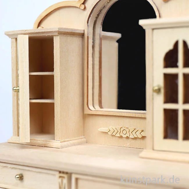 Artikelbild 3 des Artikels “Miniatur Esszimmerschrank mit Spiegel, Naturholz, 10 x 4,5 x 15 cm “
