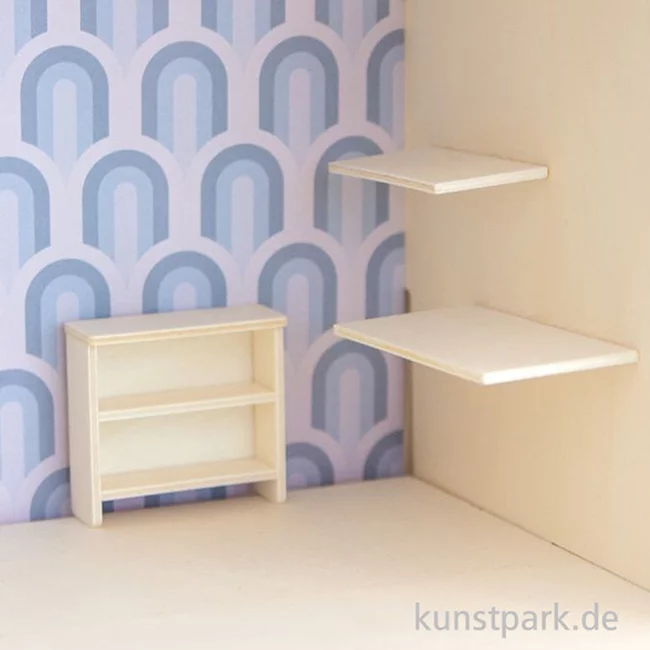 Artikelbild 3 des Artikels “Miniatur Holzbausatz - Büro Set, Tischplatte + 2 Regale + Schrank “