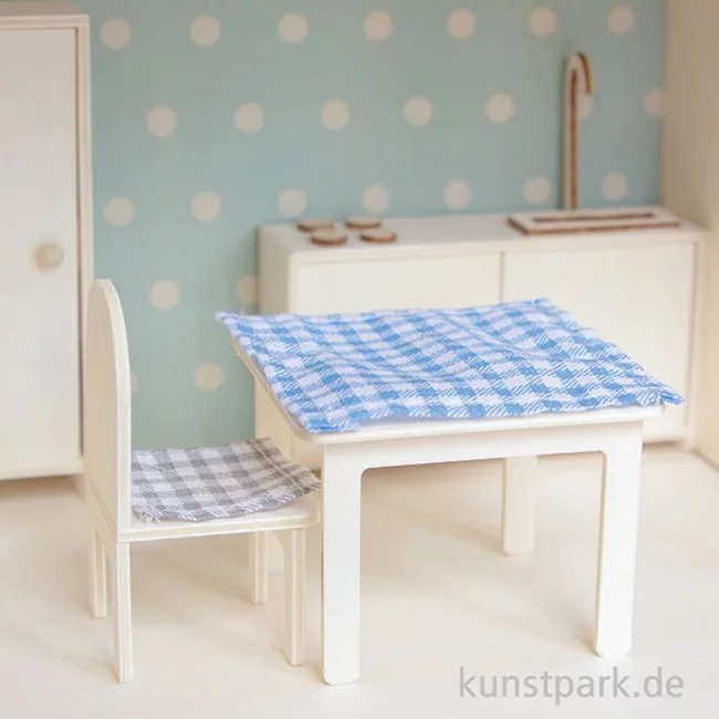 Artikelbild 3 des Artikels “Miniatur Holzbausatz - Esszimmer Set, Tisch + 2 Stühle, 9 x 8 cm “
