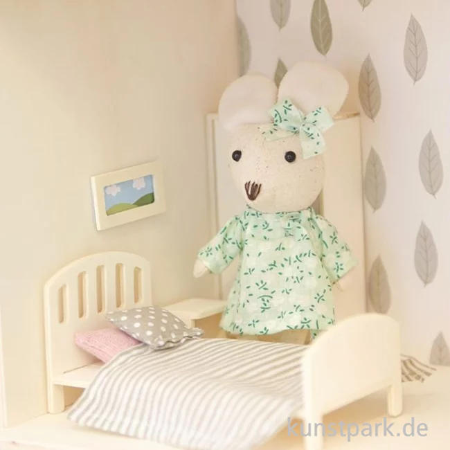 Artikelbild 3 des Artikels “Miniatur Holzbausatz - Schlafzimmer Set, Bett + Nachttisch, 14 x 8 cm “