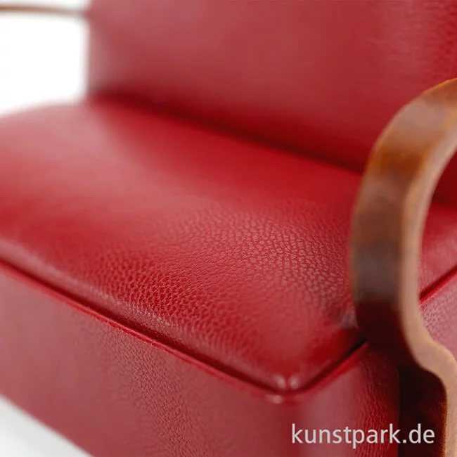 Artikelbild 3 des Artikels “Miniatur Sofa, Art Deco, Nussbaum-Leder Rot, 12,5 x 6 x 9,5 cm “