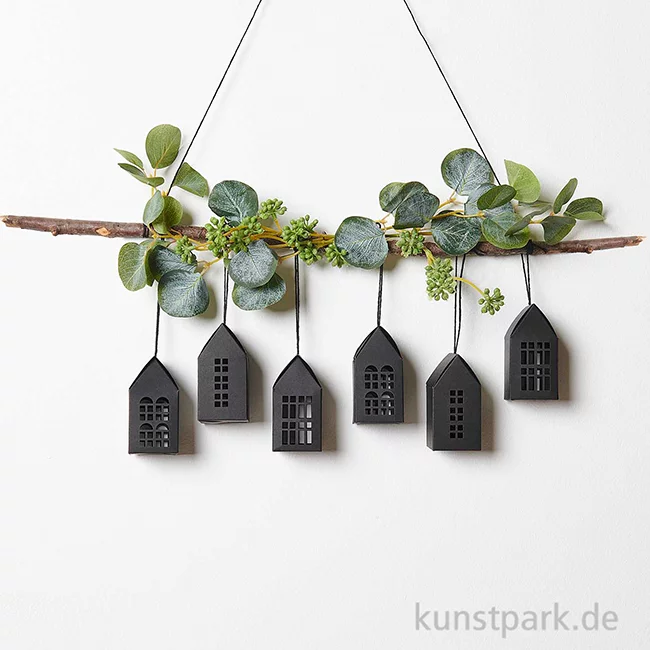 Artikelbild 3 des Artikels “Papphäuser zum Aufhängen, Schwarz, 9 x 4,5 x 4,5 cm, 6 Stück “