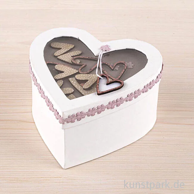 Artikelbild 3 des Artikels “Pappmache Herz mit Schütteldeckel, Weiß, Größe 13x13x7 cm “