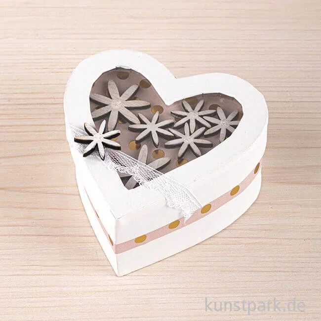 Artikelbild 3 des Artikels “Pappmache Herz mit Schütteldeckel, Weiß, Größe 9x9x4,5 cm “