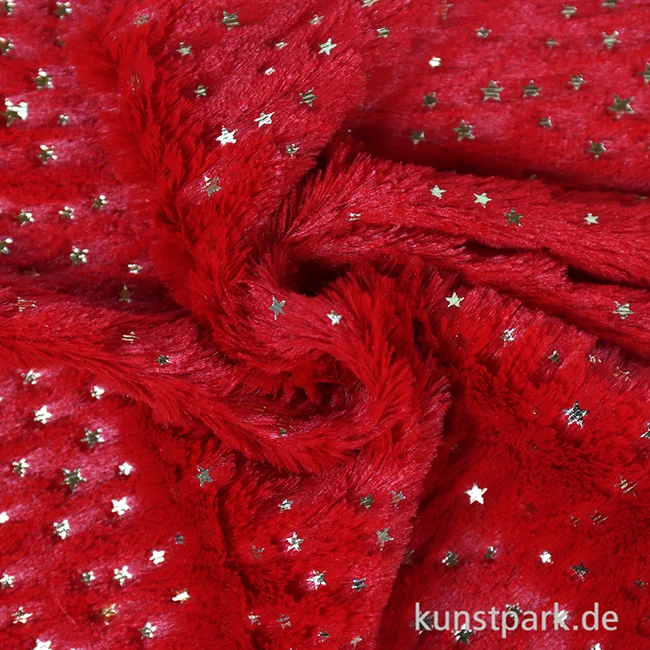 Artikelbild 3 des Artikels “Plüschstoff mit Sternen - Rot, 30 x 40 cm “
