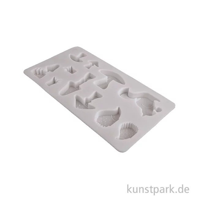 Artikelbild 3 des Artikels “Silikon Gießform - Pilze + Tiere, 11 Herbstmotive, 14,5 x 26 x 1,5 cm “