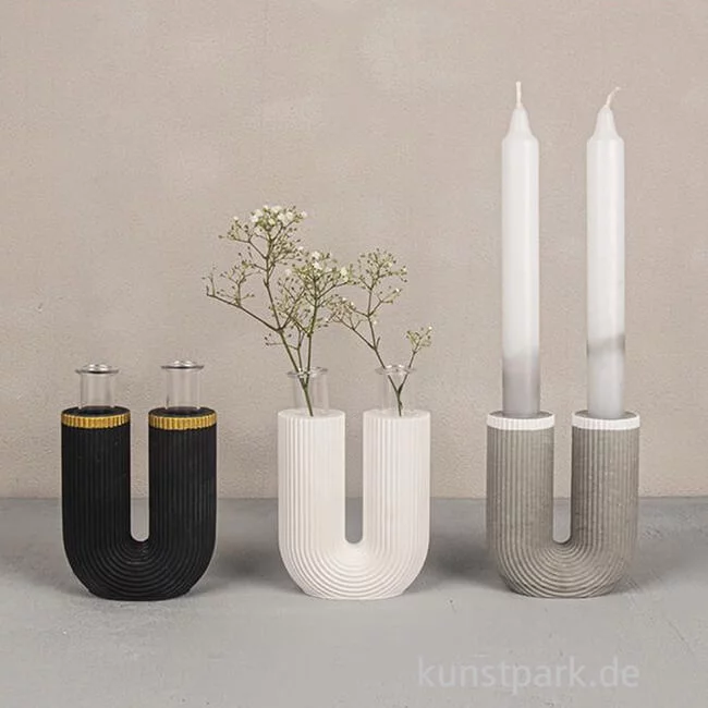 Artikelbild 3 des Artikels “Silikon Gießform - Vase U-Form geriffelt, 8,5 x 3,8 x 10 cm “