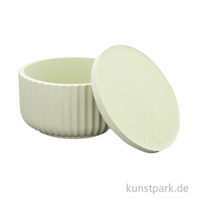 Artikelbild 3 des Artikels “Silikonform Dose mit Deckel, geriffelt, Durchmesser 10,8 cm, H 5,8 cm “
