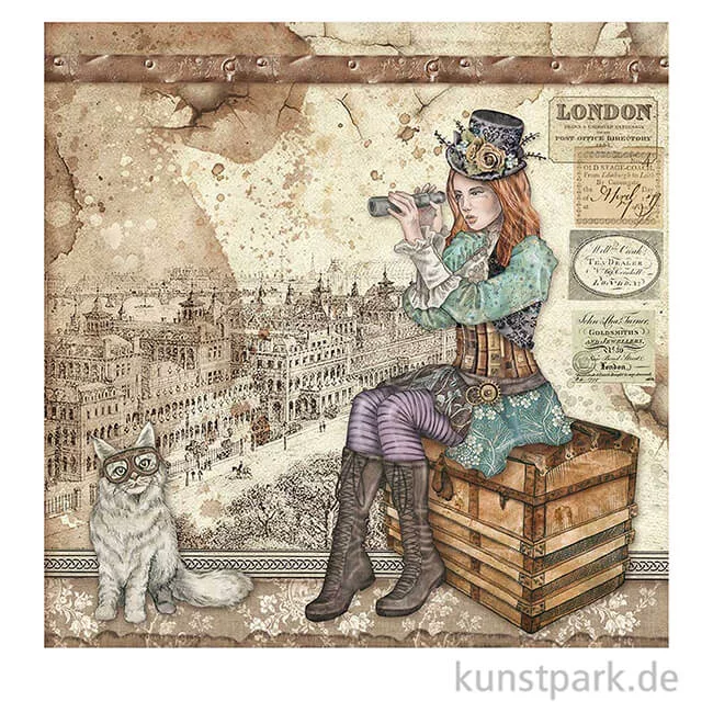 Artikelbild 3 des Artikels “Stamperia Scrappapier - Lady Vagabond and Cat, 30,5 x 30,5 cm “