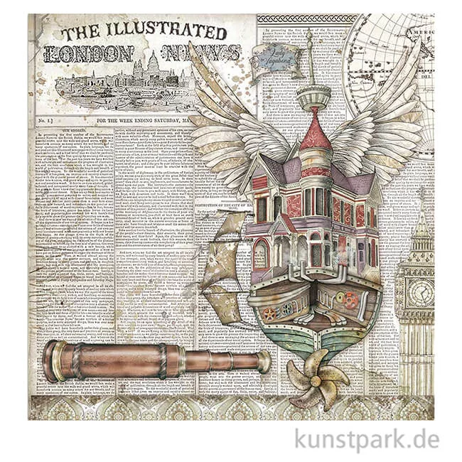 Artikelbild 3 des Artikels “Stamperia Scrappapier - Lady Vagabond Flying Ship, 30,5 x 30,5 cm “