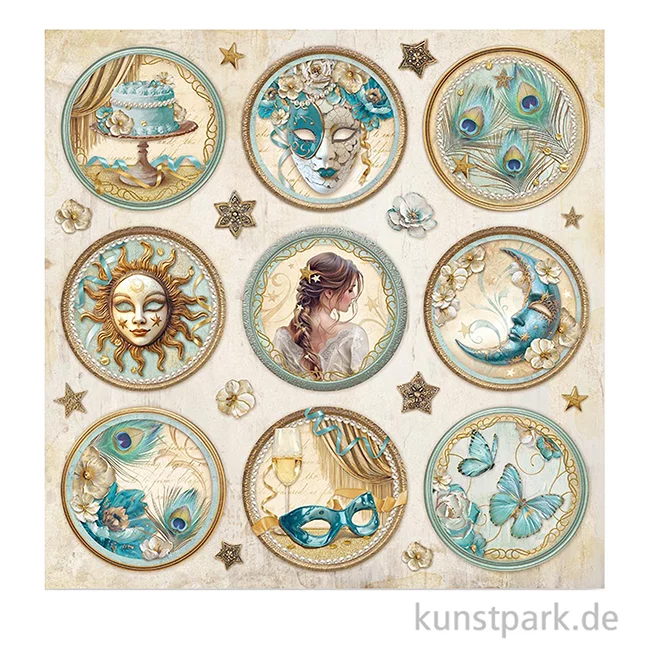 Artikelbild 3 des Artikels “Stamperia Scrappapier - Masquerade Rounds, 30,5 x 30,5 cm “