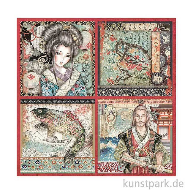 Artikelbild 3 des Artikels “Stamperia Scrappapier - Sir Vagabond in Japan 4 Cards, 30,5x30,5 cm “