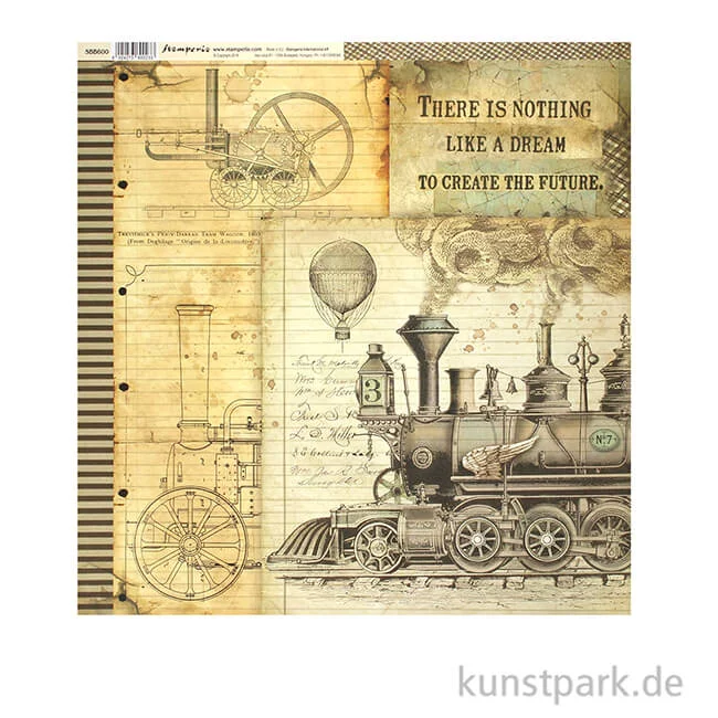 Artikelbild 3 des Artikels “Stamperia Scrappapier - Voyages Fantastiques Stream Train, 30,5 x 30,5 cm “