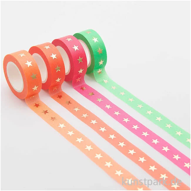 Artikelbild 3 des Artikels “Washi Tape Set - Neon, Hot Foil Sterne, 4 Stück, je 10 m “