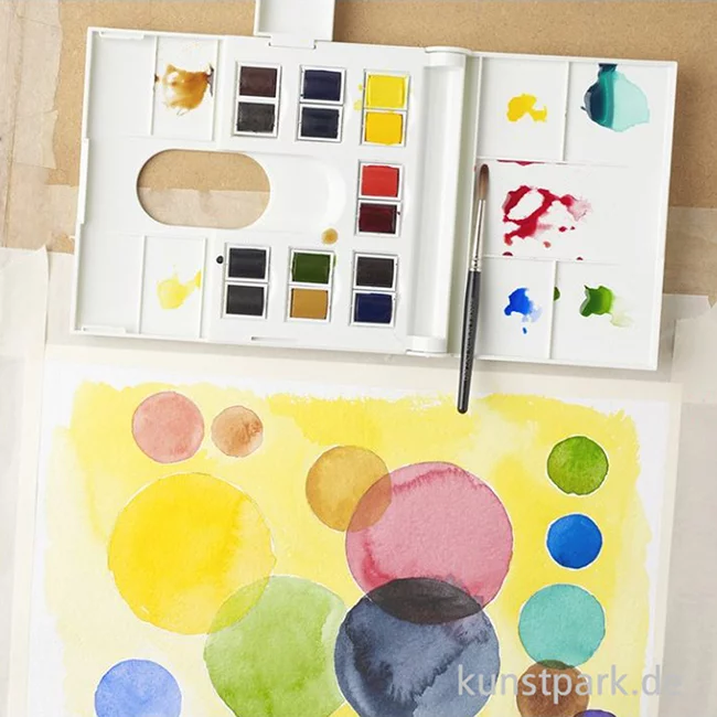 Artikelbild 3 des Artikels “Winsor & Newton Aquarell Compact Set mit 14 halben Näpfen und Zubehör “