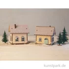 Artikelbild 3 des Artikels “Holzbausatz Lichterhäuser, Natur, 7-10 cm, 48-tlg + LED Lichterketten “