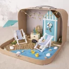 Artikelbild 3 des Artikels “Miniatur Sonnenliegen, Holz, Blau Weiß, 9 x 5,5 cm, 2 Stück “