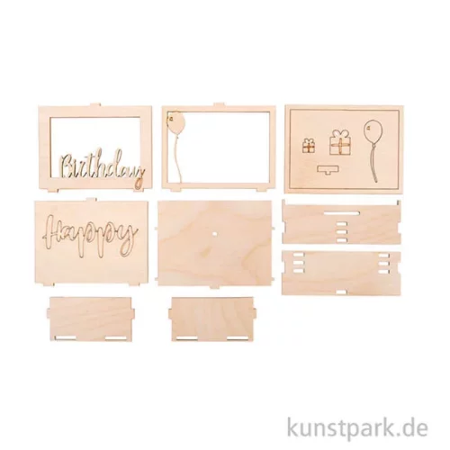 Artikelbild 3 des Artikels “3D Geschenkbox - Birthday, 11,5x8,5x5 cm, Holz-Bausatz mit 13 Teilen “