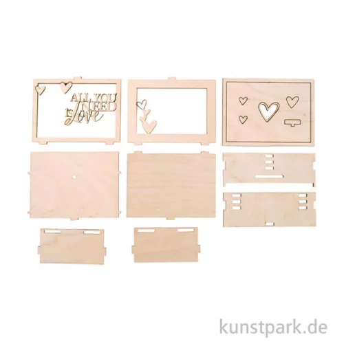 Artikelbild 3 des Artikels “3D Geschenkbox - Love, 11,5x8,5x5 cm, Holz-Bausatz mit 14 Teilen “