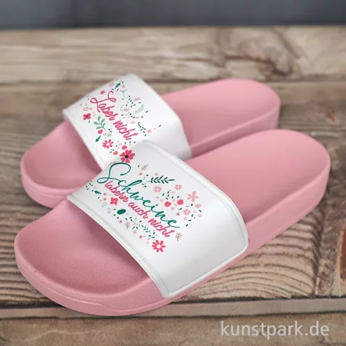 Artikelbild 3 des Artikels “Badelatschen, Rosa-Weiß, Bedruckt, Design, Laber nicht “