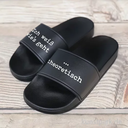Artikelbild 3 des Artikels “Badelatschen, Schwarz, Bedruckt, Design, Ich weiß wie's geht “