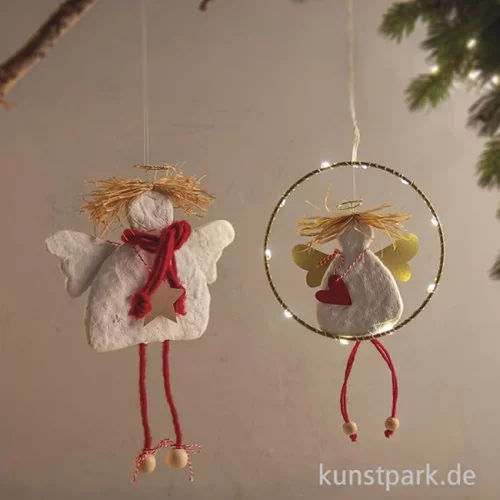 Artikelbild 3 des Artikels “Bastelset Engelmanufaktur - 2 Weihnachtsengel Hänger aus Gips “