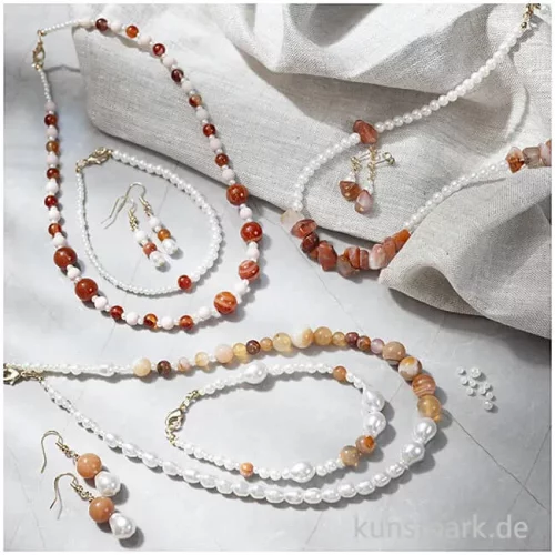 Artikelbild 3 des Artikels “Bastelset Schmuck, Achat Perlenschmuck, Beige, Orange, Perlmuttweiß “