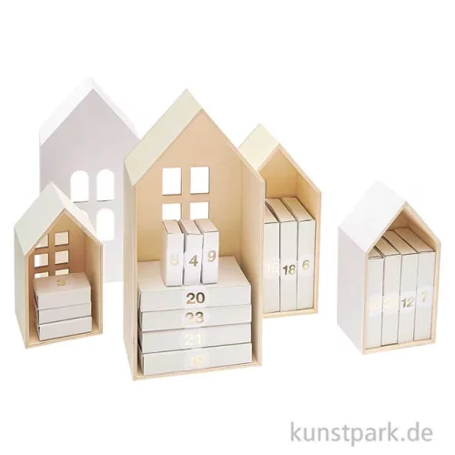 Artikelbild 3 des Artikels “Deko Häuser aus Holz mit Fenstern, verschiedene Größen, 5er Set “