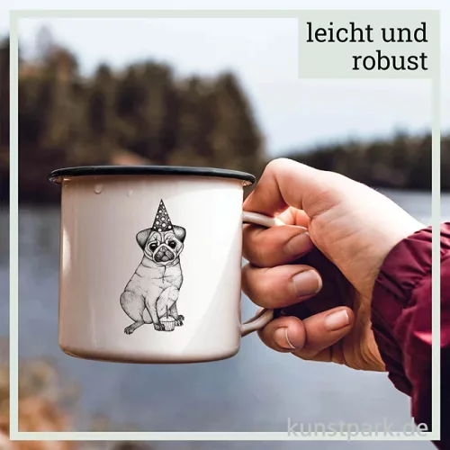 Artikelbild 3 des Artikels “Emailletasse - Mops, 300 ml “