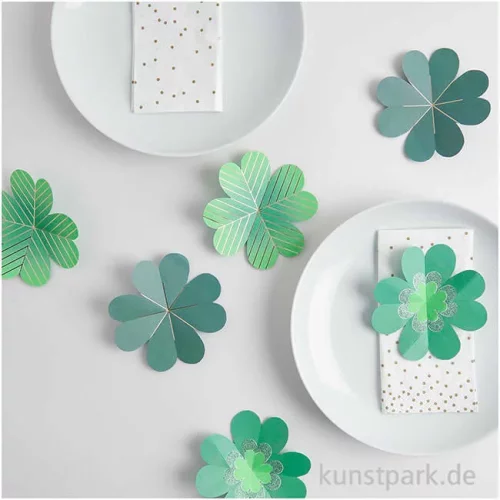 Artikelbild 3 des Artikels “Glücksklee aus Papier mit Hot Foil, 100 x 100 mm, 60 Stück “