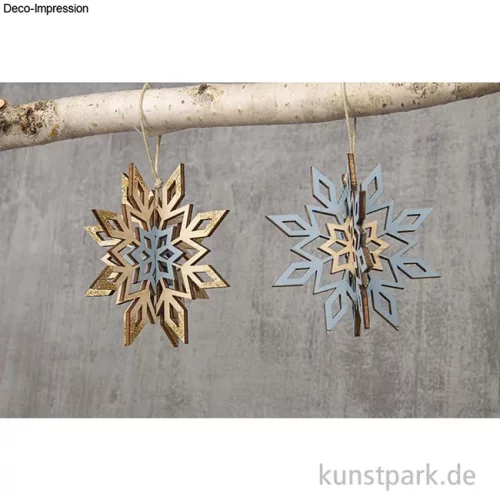 Artikelbild 3 des Artikels “Holz Deko - 3D Schneeflocke mit Kordel, 9 cm Durchmesser, 2 Stück “