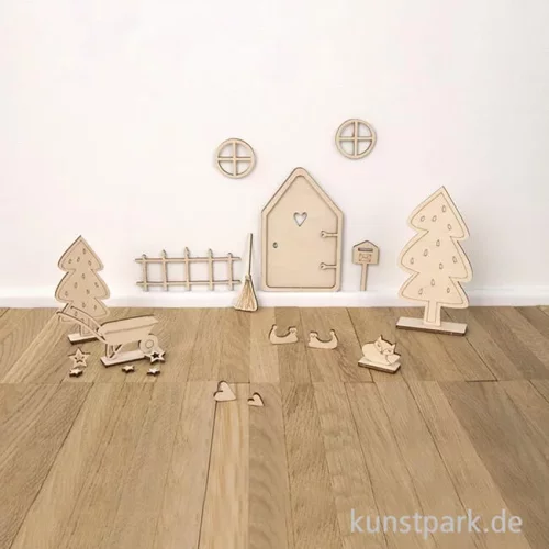 Artikelbild 3 des Artikels “Holz Wichteltür Tomte, Natur, 24-teiliges Set “
