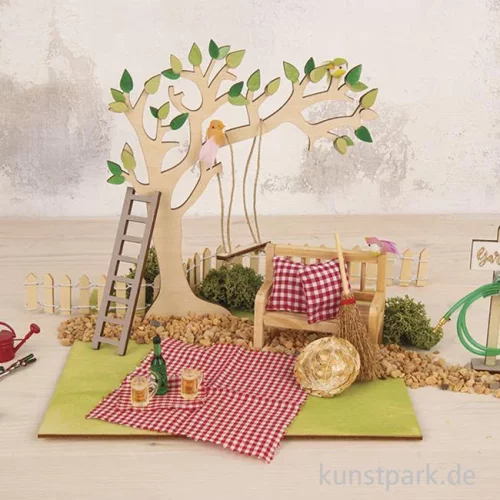 Artikelbild 3 des Artikels “Holzbausatz Miniatur Garten, 3D, Holz, Natur, 22-teilig, 21 x 19,2 cm “