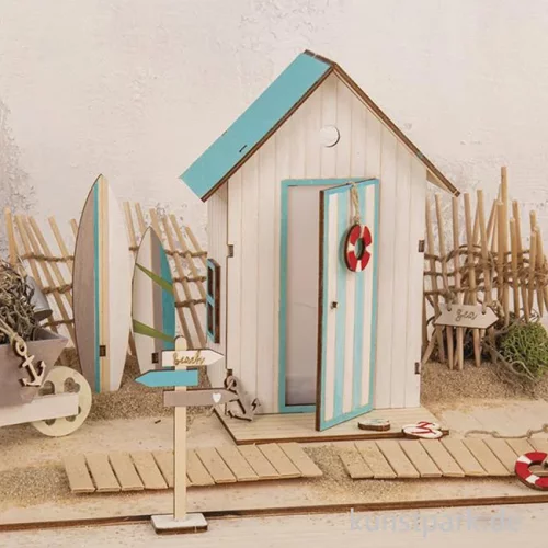 Artikelbild 3 des Artikels “Holzbausatz Strandkabine, Natur, 10,5 x 9,6 x 17,3 cm, 24-teilig “