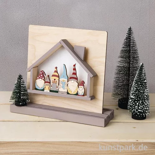 Artikelbild 3 des Artikels “Holzleiste Wichtelfamilie, Natur, 9,2 x 5,4 + 13,2 x 5,4 cm, 2 Stück “