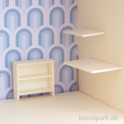 Artikelbild 3 des Artikels “Miniatur Holzbausatz - Büro Set, Tischplatte + 2 Regale + Schrank “