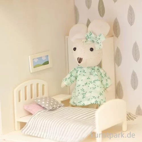 Artikelbild 3 des Artikels “Miniatur Holzbausatz - Schlafzimmer Set, Bett + Nachttisch, 14 x 8 cm “