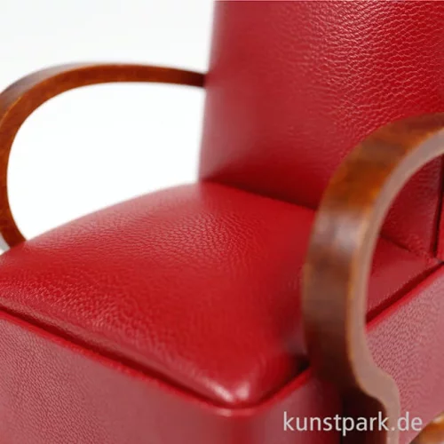 Artikelbild 3 des Artikels “Miniatur Sessel, Art Deco, Nussbaum-Leder Rot, 7 x 6 x 9,5 cm “
