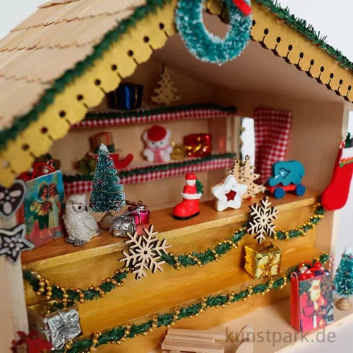 Artikelbild 3 des Artikels “Miniatur Weihnachtsbude - Marktstand aus Holz, 22 x 16 x 22 cm “