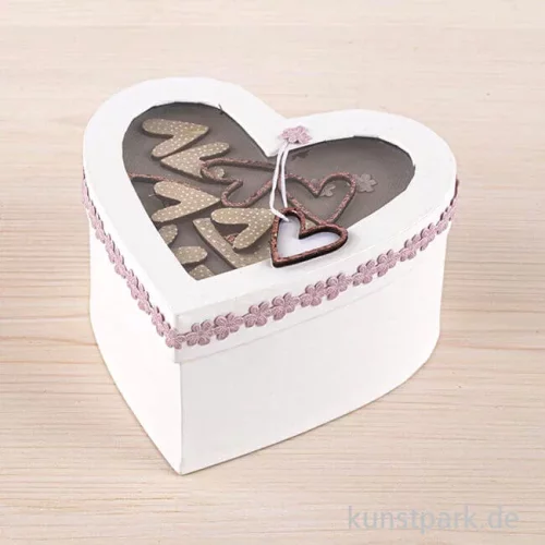 Artikelbild 3 des Artikels “Pappmache Herz mit Schütteldeckel, Weiß, Größe 13x13x7 cm “