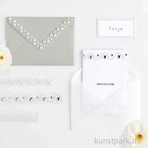 Artikelbild 3 des Artikels “Perlen Tape, Strassperlen Selbstklebend, Silber Offwhite, 1,9 x 50 cm “