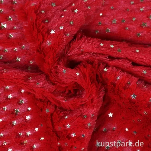 Artikelbild 3 des Artikels “Plüschstoff mit Sternen - Rot, 30 x 40 cm “