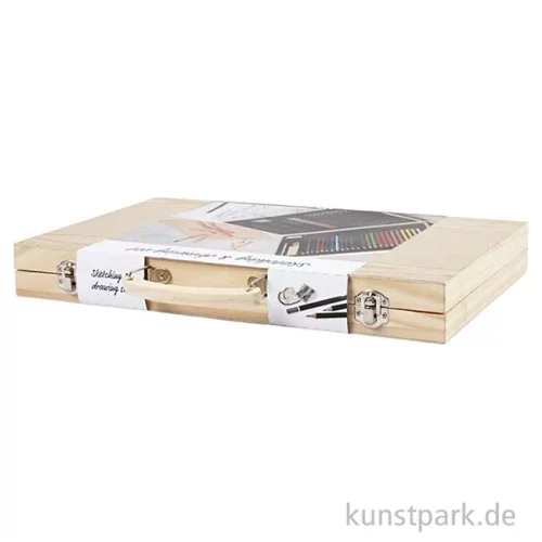 Artikelbild 3 des Artikels “Skizzen-Starter-Set für Zeichner mit viel Zubehör im Holzkoffer “