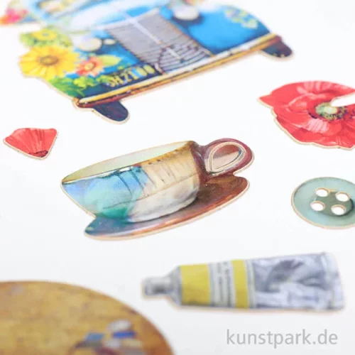 Artikelbild 3 des Artikels “Stamperia Ephemera Aufkleber - Sunflower Art Elements + Poppies “