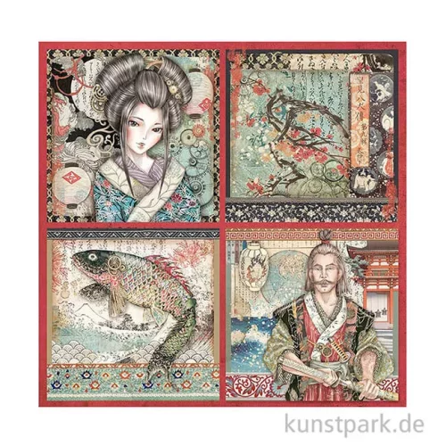 Artikelbild 3 des Artikels “Stamperia Scrappapier - Sir Vagabond in Japan 4 Cards, 30,5x30,5 cm “