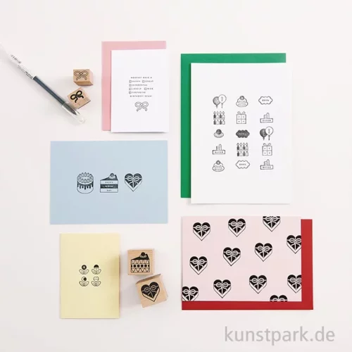 Artikelbild 3 des Artikels “Stempelset - Eye Candy, Happy Birthday, 23 Holzstempel + Stempelkissen “