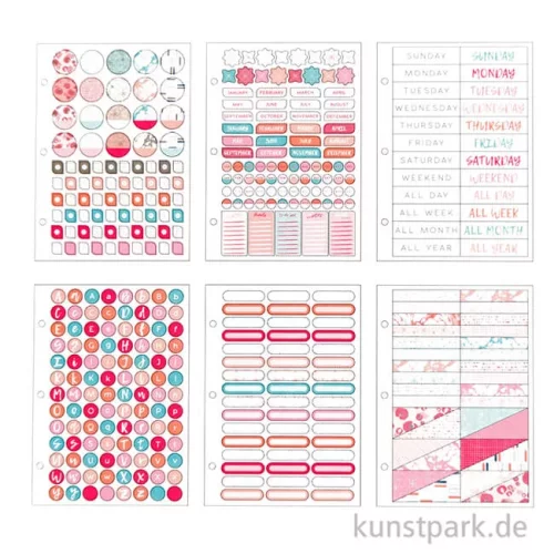 Artikelbild 3 des Artikels “Sticker-Buch für Kreativbücher - Wasserfarbendesign Gold-Koralle-Rot, 8 Bögen “