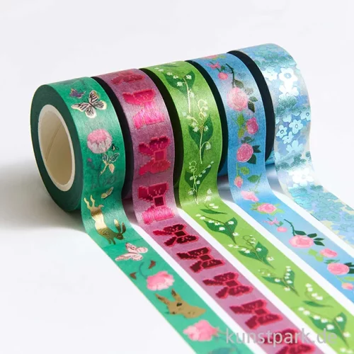Artikelbild 3 des Artikels “Washi Tape Set - La Vie en Rose, Grün Blau, 5 Stück, je 10 m “