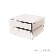 Artikelbild des Artikels “Geschenkschachtel Eckig - Weiß & Silber 10 x 10 x 6 cm“