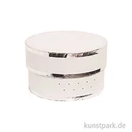 Artikelbild des Artikels “Geschenkschachtel Rund - Weiß & Silber 10 x 6 cm“